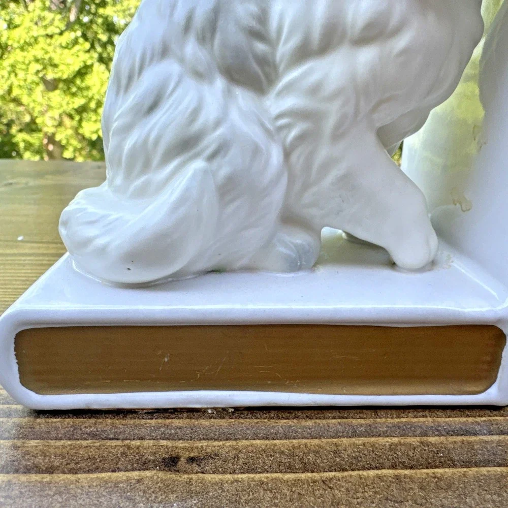 Vintage Lefton Japan White Cat Bookends Ceramic Persian Kitten Book Ends - Picture 10 of 16